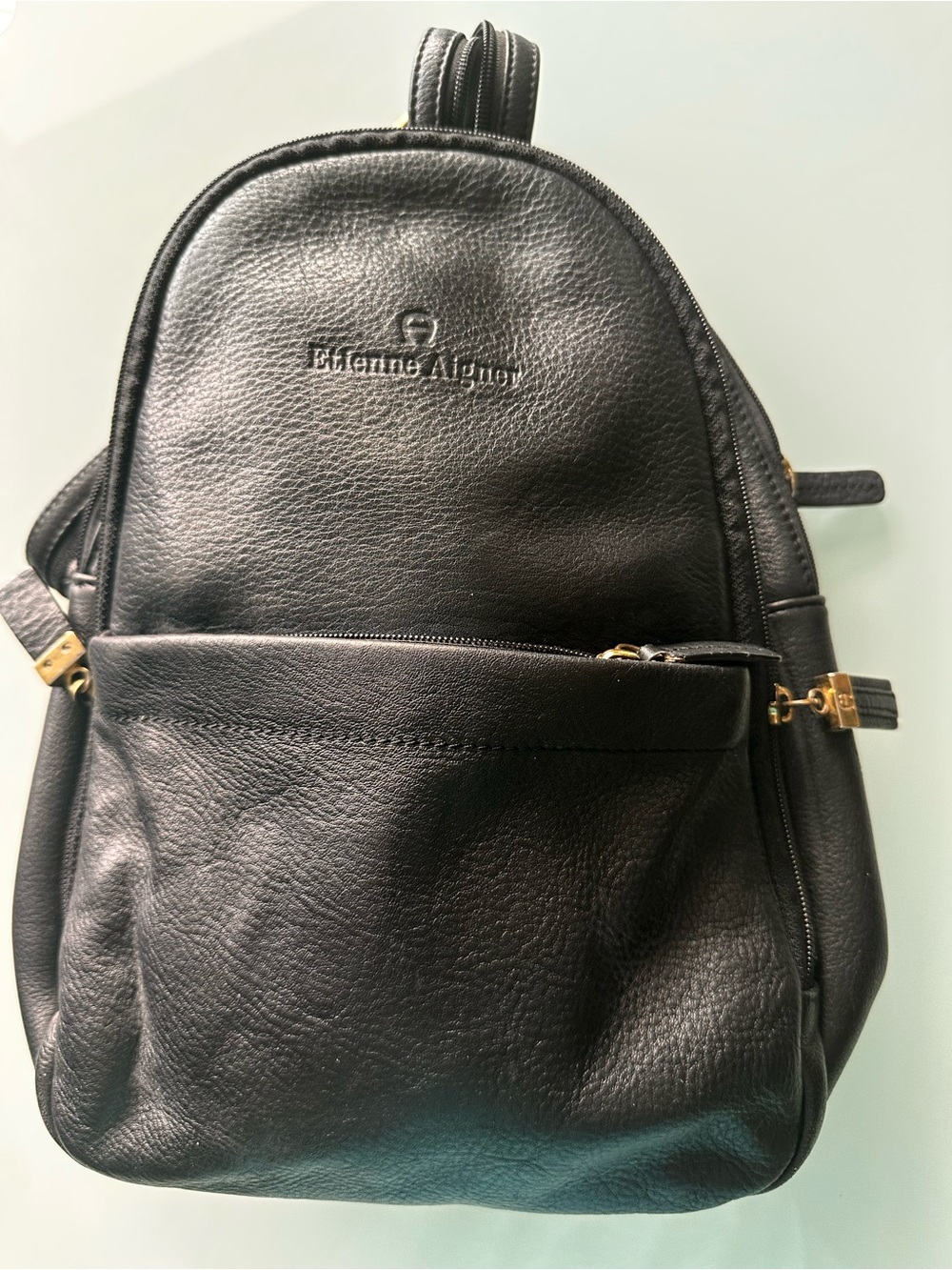 Etienne Aigner Black Leather Backpack